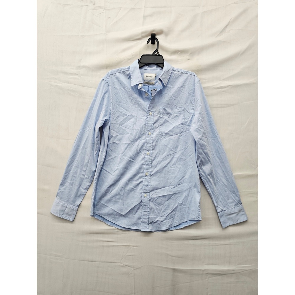 Goodfellow & Co Mens Standard Button Down Shirt Blue Cotton Blend Size Medium